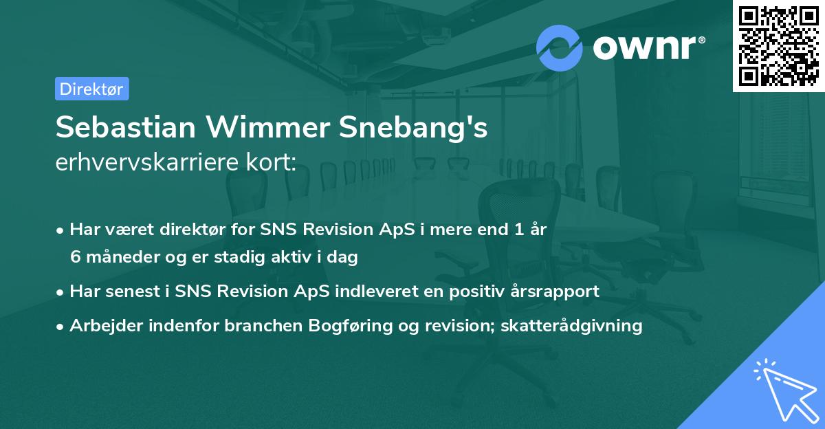 Sebastian Wimmer Snebang's erhvervskarriere kort