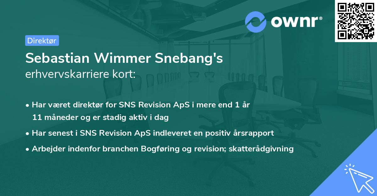 Sebastian Wimmer Snebang's erhvervskarriere kort