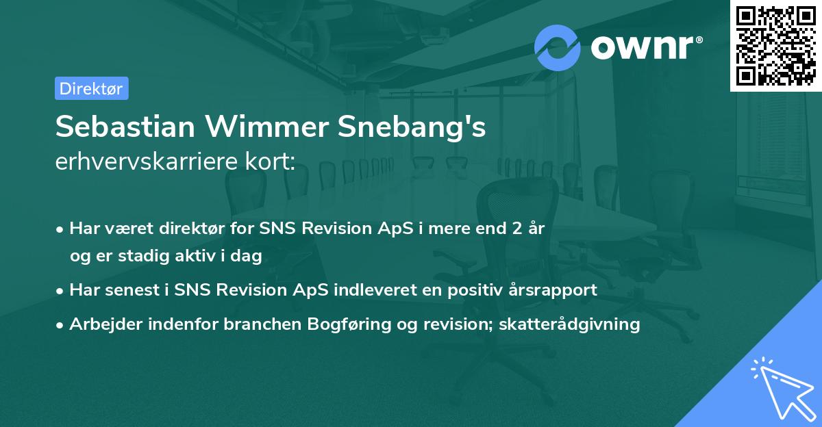 Sebastian Wimmer Snebang's erhvervskarriere kort