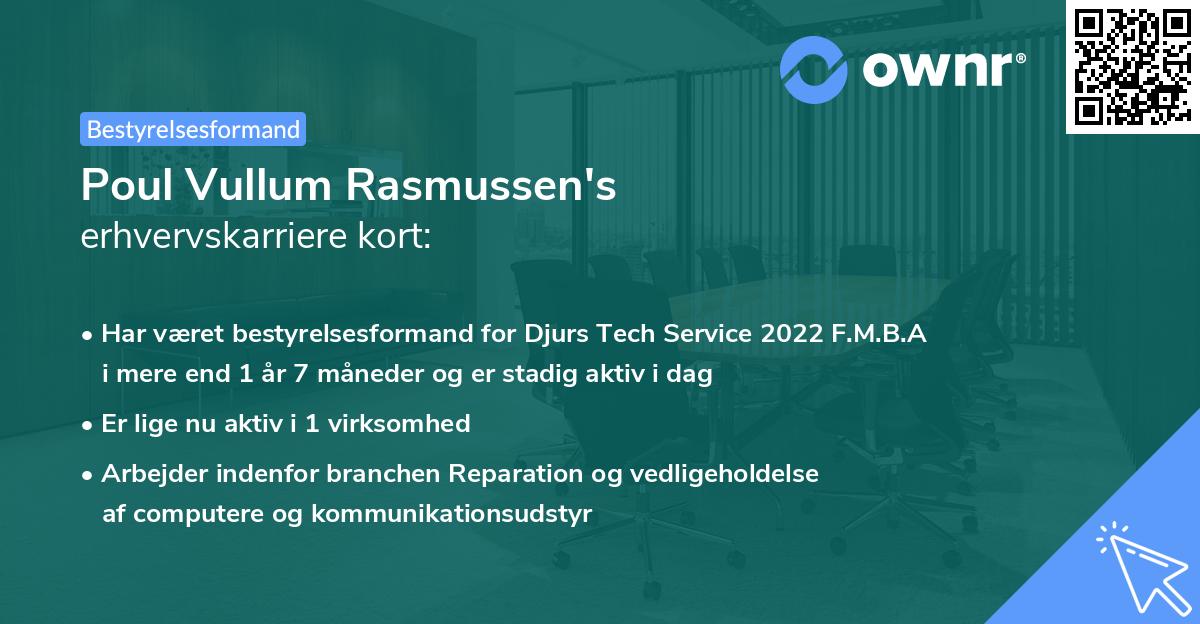 Poul Vullum Rasmussen's erhvervskarriere kort
