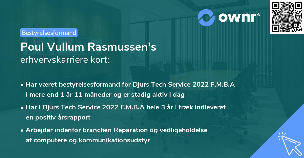 Poul Vullum Rasmussen's erhvervskarriere kort