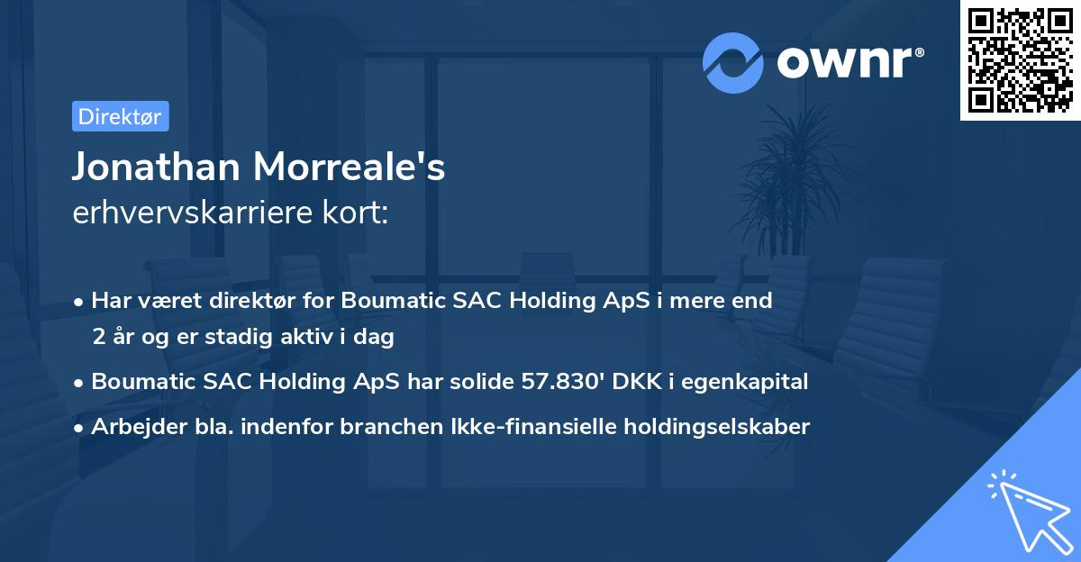 Jonathan Morreale's erhvervskarriere kort