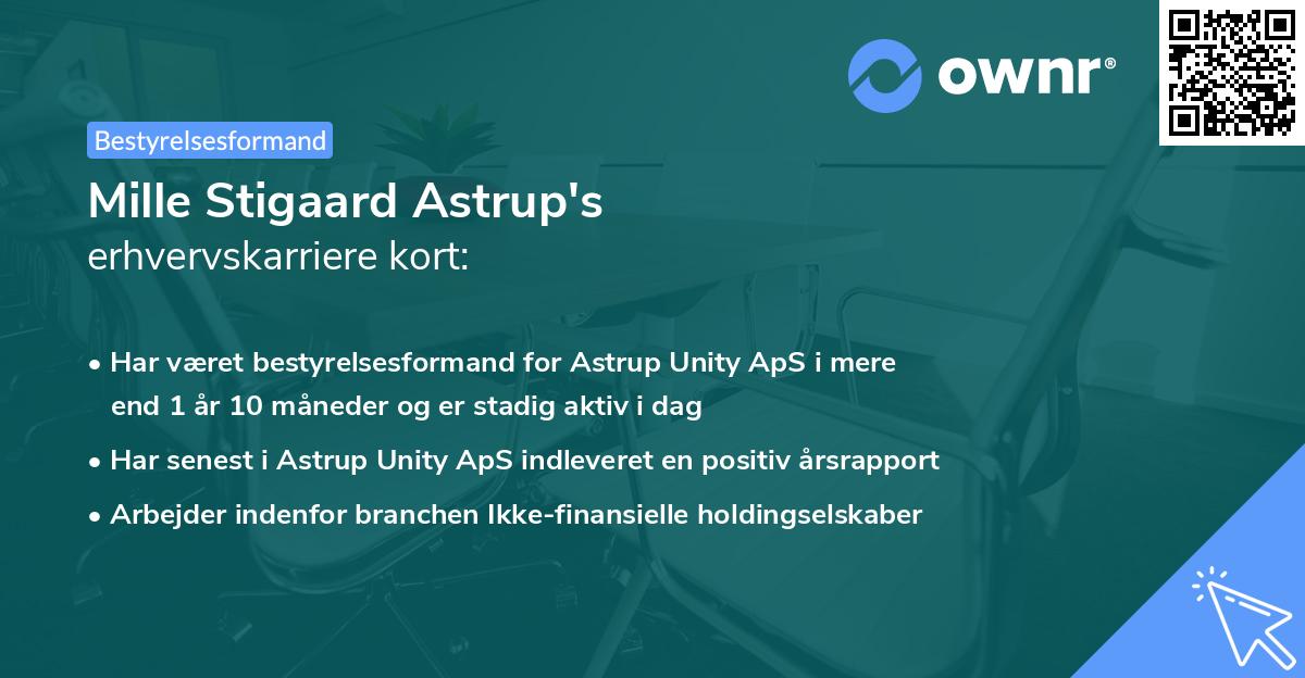 Mille Stigaard Astrup's erhvervskarriere kort
