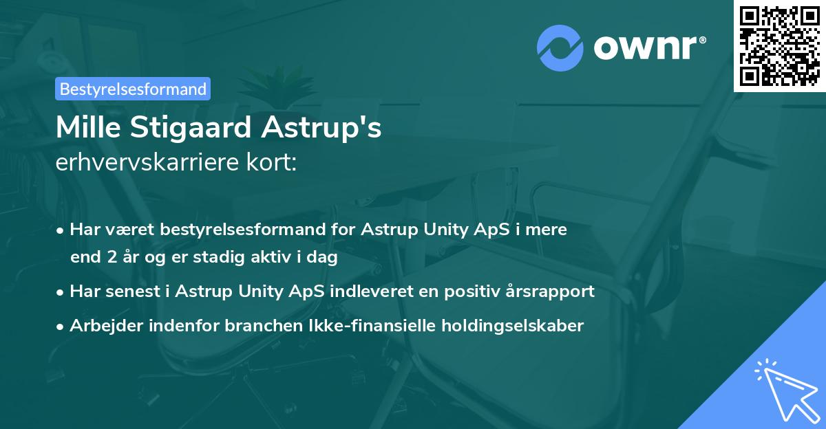 Mille Stigaard Astrup's erhvervskarriere kort