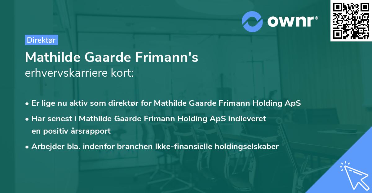 Mathilde Gaarde Frimann's erhvervskarriere kort