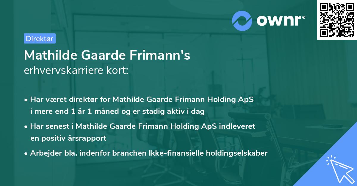 Mathilde Gaarde Frimann's erhvervskarriere kort