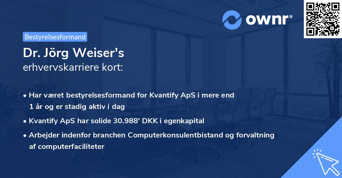 Dr. Jörg Weiser's erhvervskarriere kort