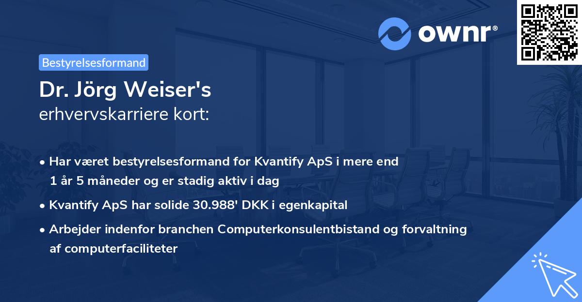Dr. Jörg Weiser's erhvervskarriere kort