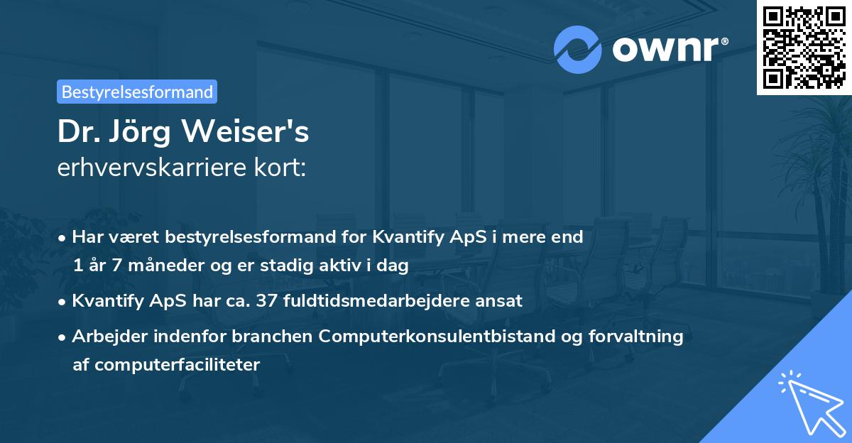 Dr. Jörg Weiser's erhvervskarriere kort