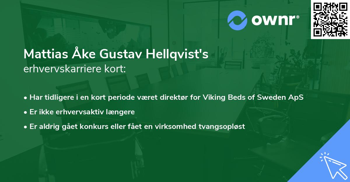 Mattias Åke Gustav Hellqvist's erhvervskarriere kort