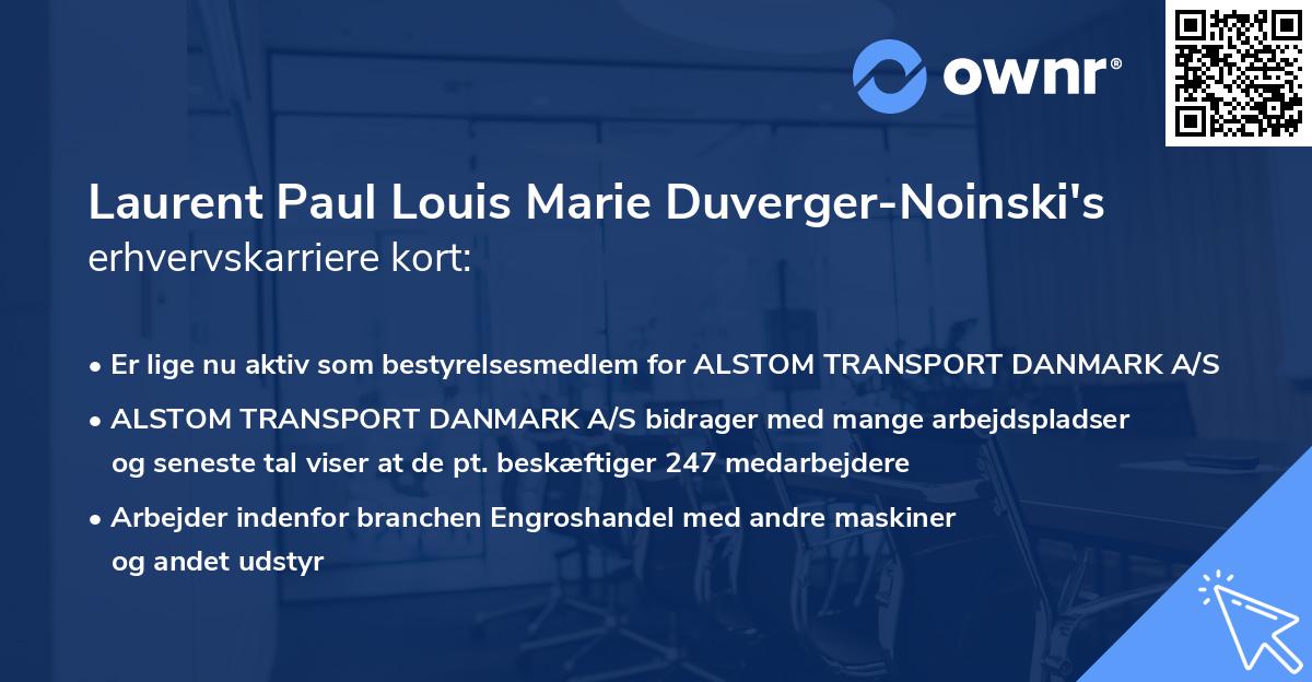 Laurent Paul Louis Marie Duverger-Noinski's erhvervskarriere kort