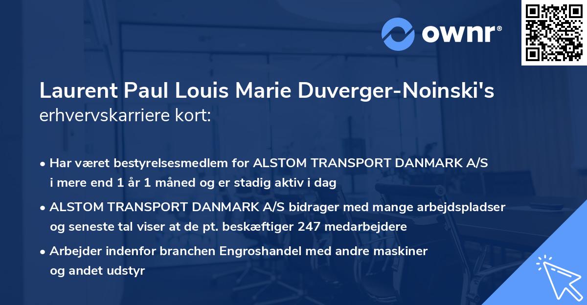Laurent Paul Louis Marie Duverger-Noinski's erhvervskarriere kort
