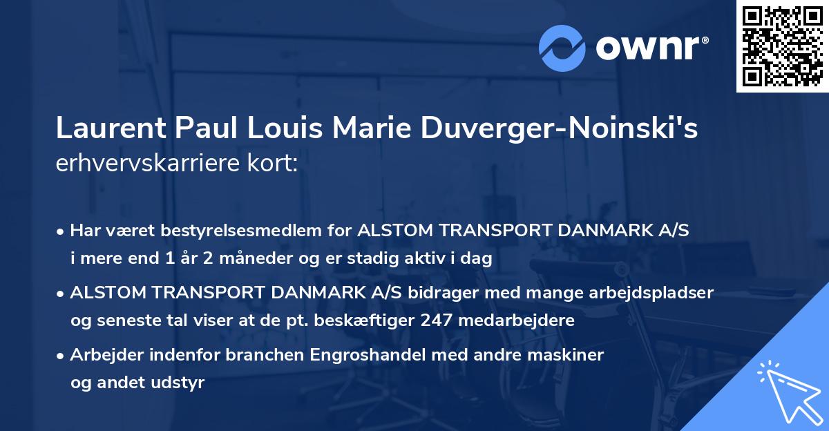Laurent Paul Louis Marie Duverger-Noinski's erhvervskarriere kort