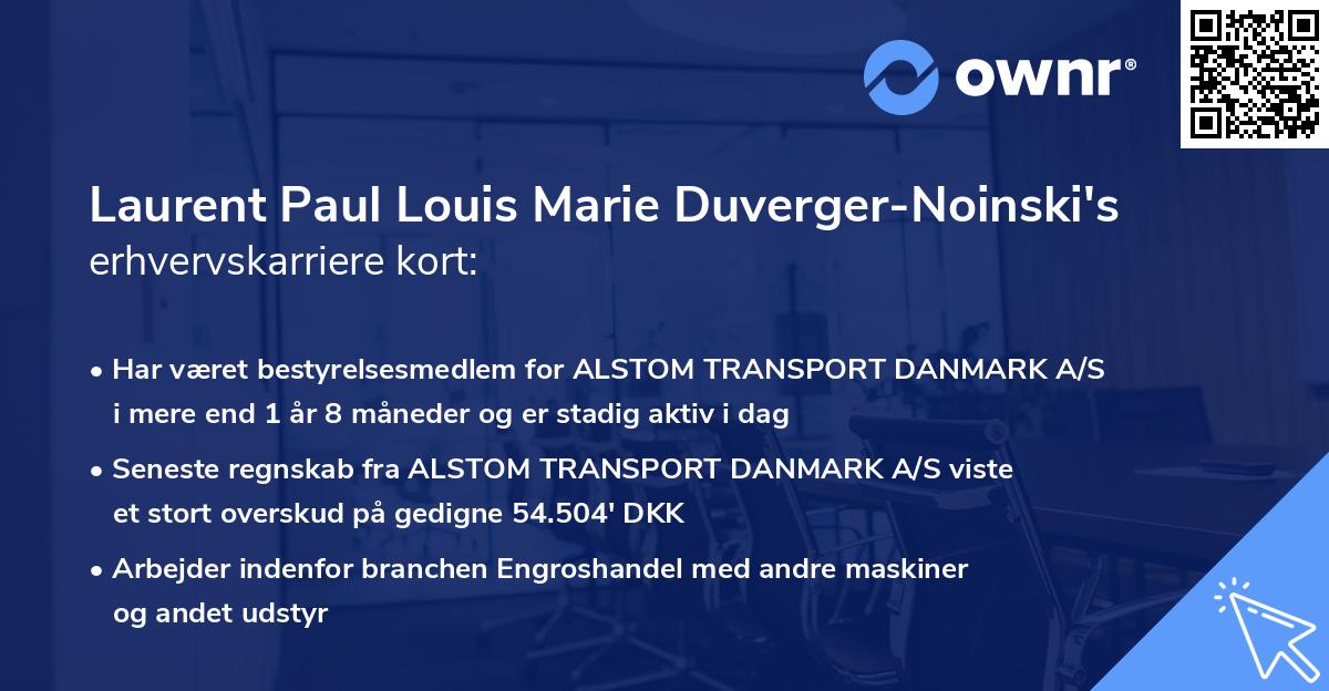 Laurent Paul Louis Marie Duverger-Noinski's erhvervskarriere kort