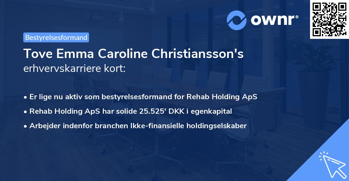 Tove Emma Caroline Christiansson's erhvervskarriere kort