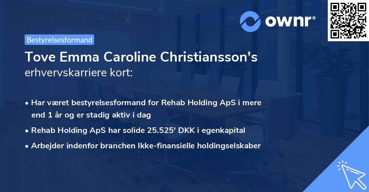 Tove Emma Caroline Christiansson's erhvervskarriere kort