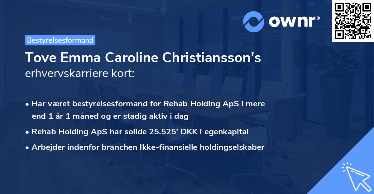 Tove Emma Caroline Christiansson's erhvervskarriere kort