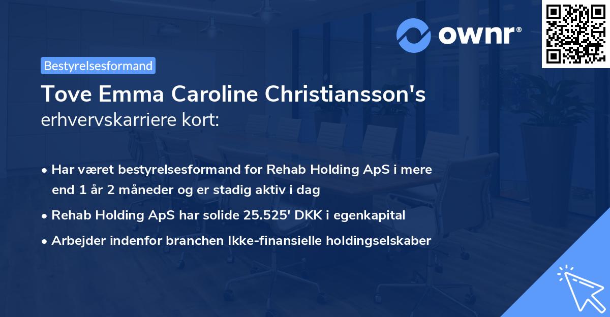 Tove Emma Caroline Christiansson's erhvervskarriere kort