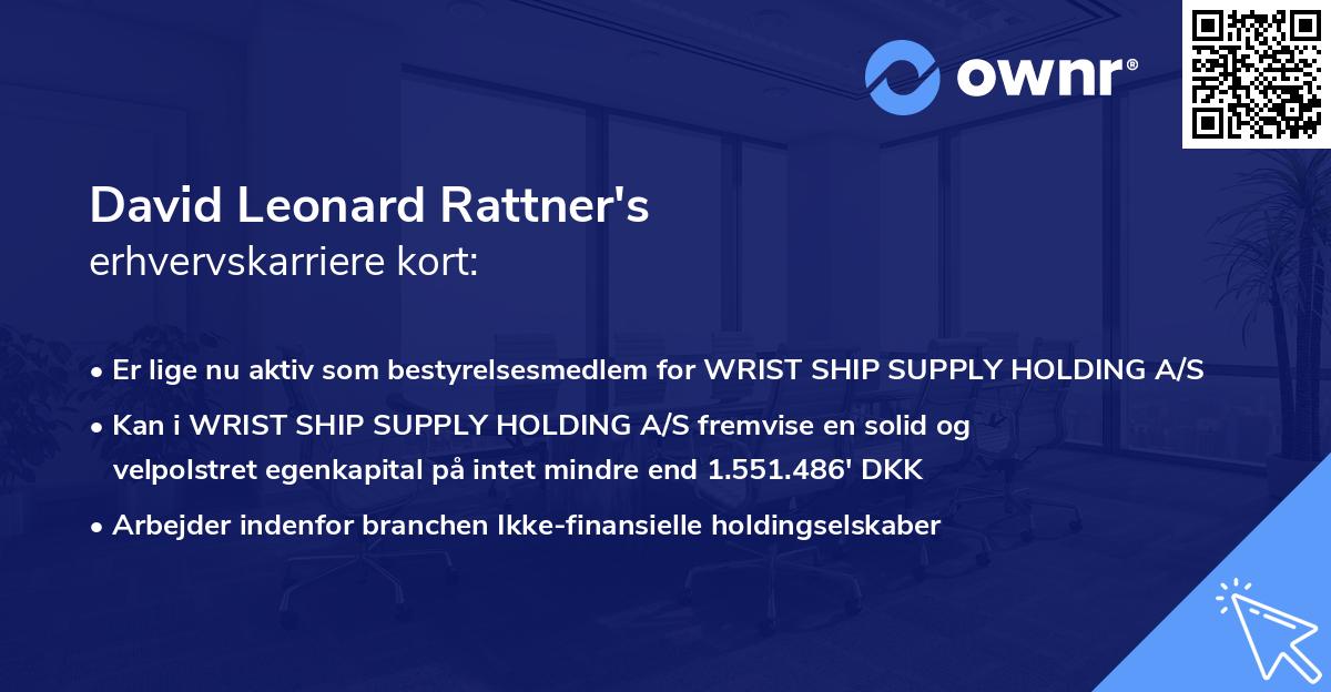 David Leonard Rattner's erhvervskarriere kort