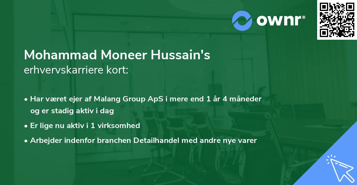 Mohammad Moneer Hussain's erhvervskarriere kort