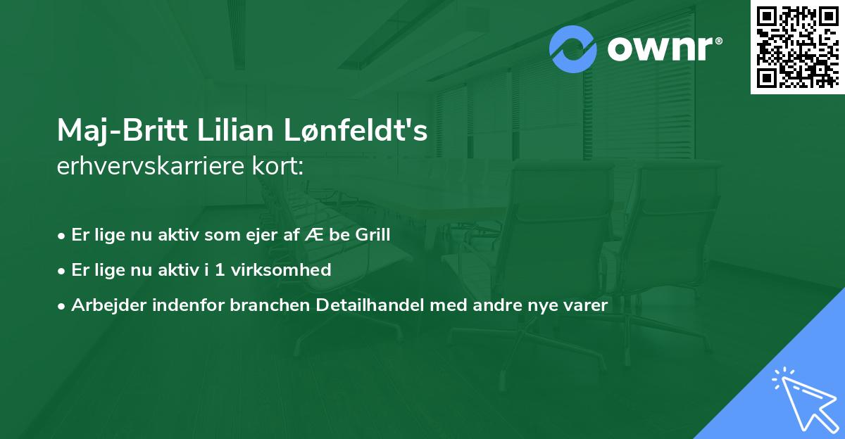 Maj-Britt Lilian Lønfeldt's erhvervskarriere kort