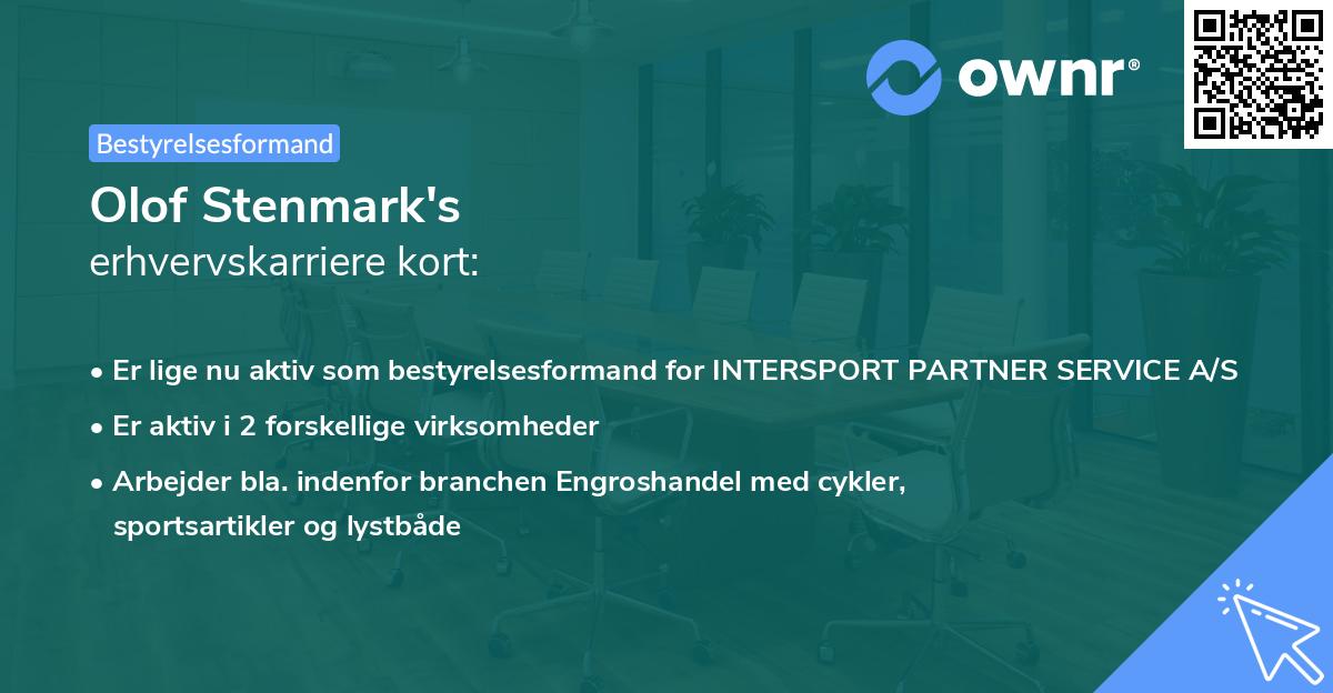 Olof Stenmark's erhvervskarriere kort