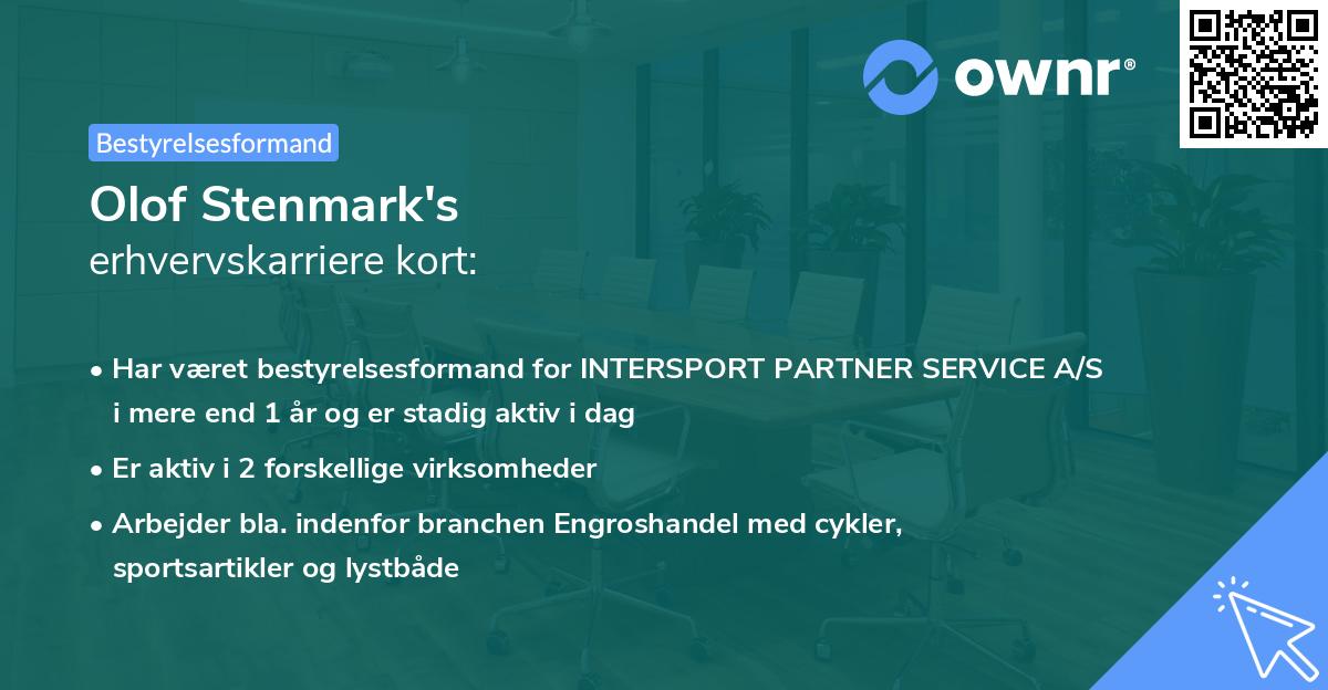 Olof Stenmark's erhvervskarriere kort