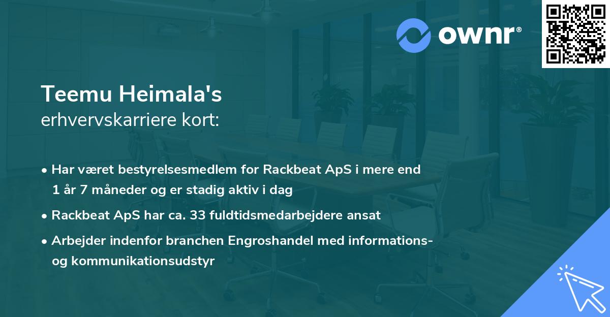 Teemu Heimala's erhvervskarriere kort