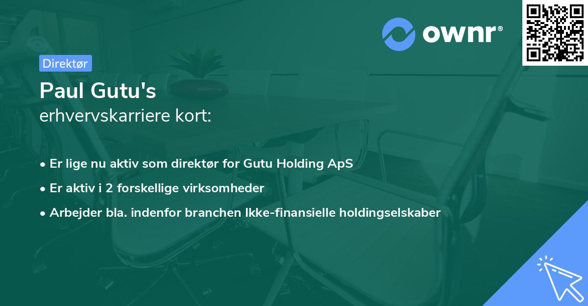 Paul Gutu's erhvervskarriere kort