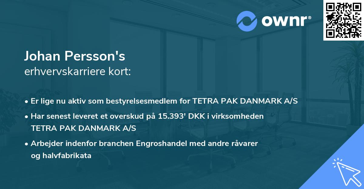 Johan Persson's erhvervskarriere kort