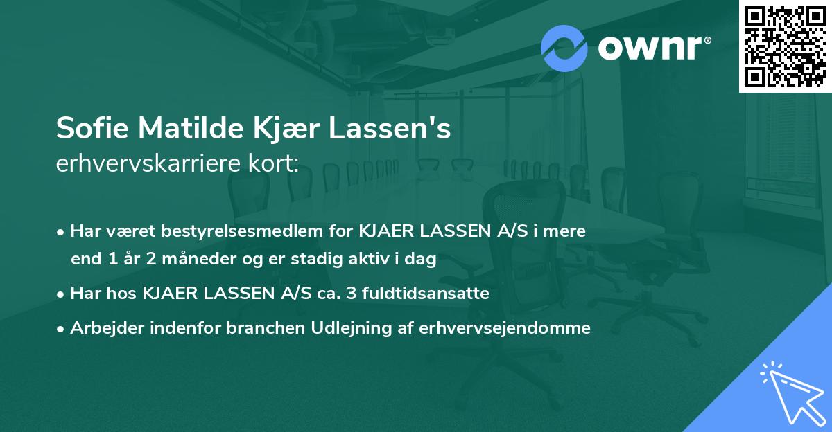 Sofie Matilde Kjær Lassen's erhvervskarriere kort