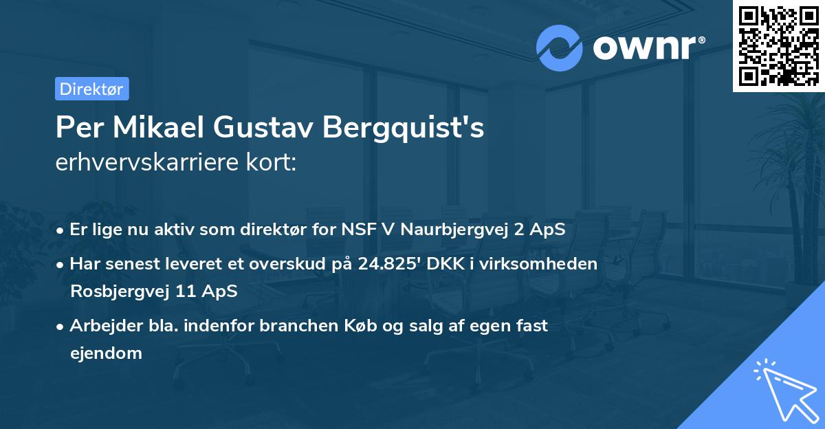 Per Mikael Gustav Bergquist's erhvervskarriere kort