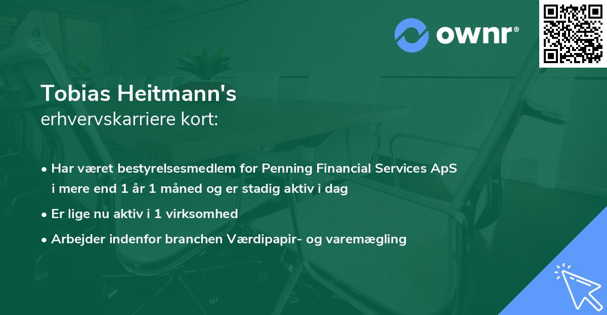 Tobias Heitmann's erhvervskarriere kort