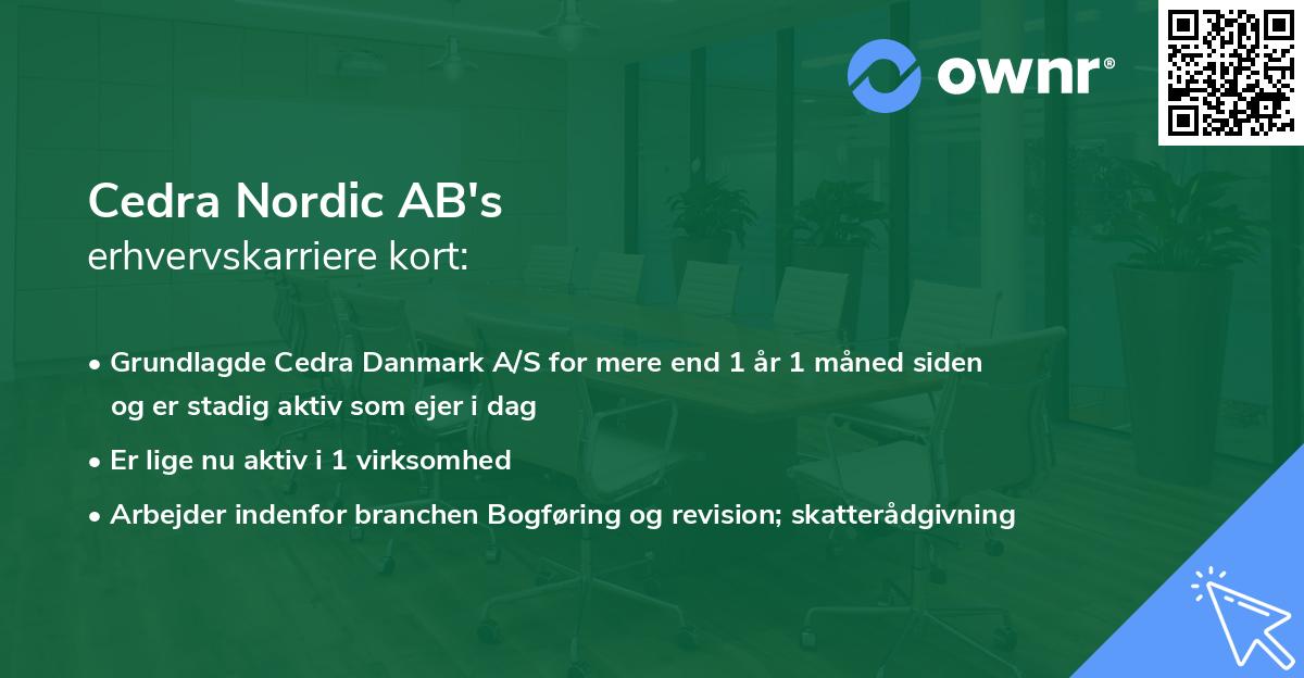 Cedra Nordic AB's erhvervskarriere kort