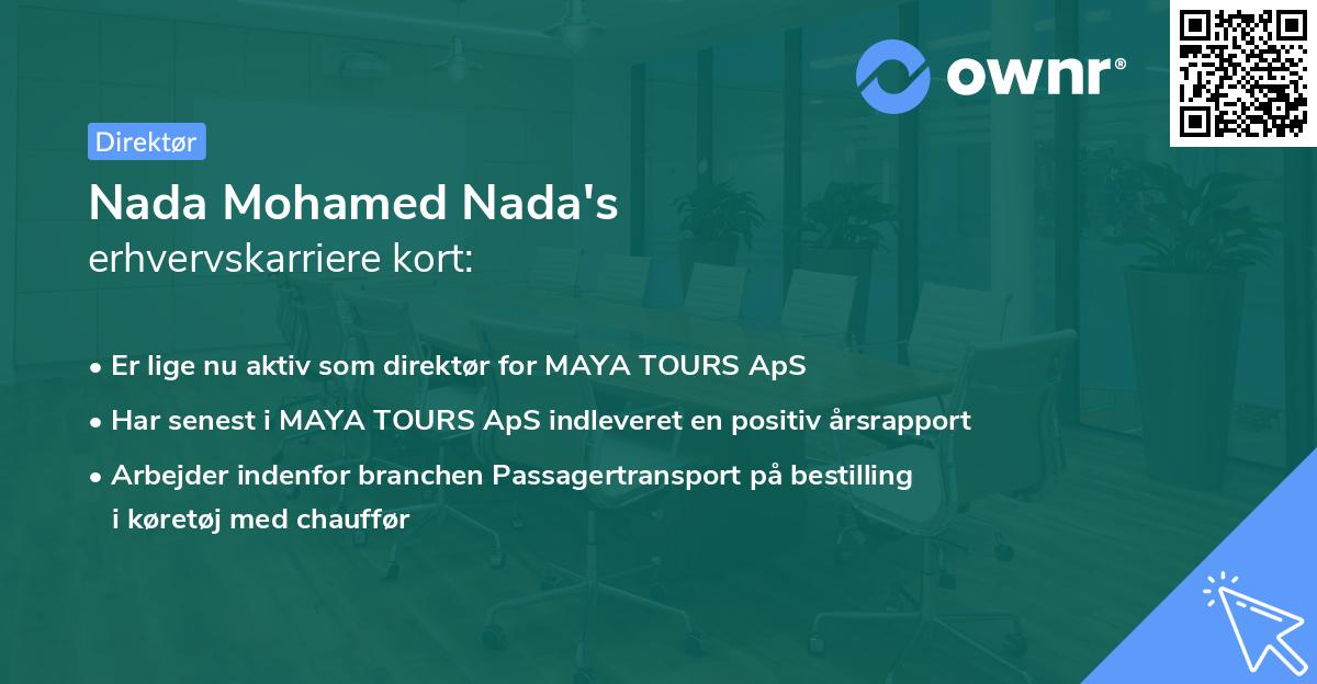 Nada Mohamed Nada's erhvervskarriere kort
