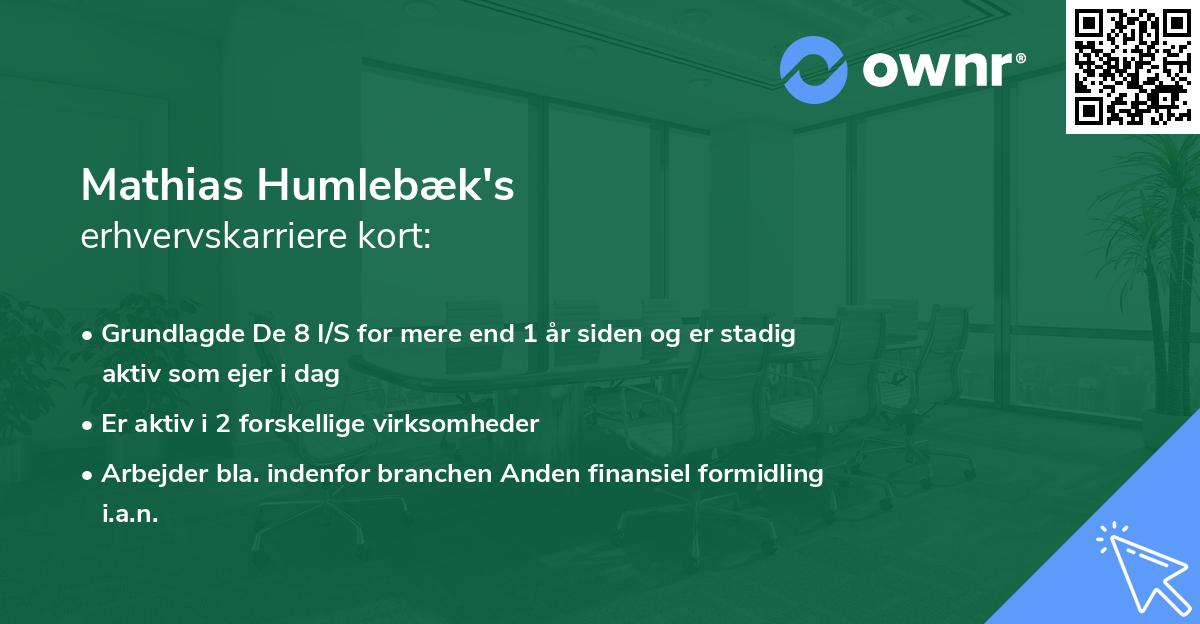 Mathias Humlebæk's erhvervskarriere kort
