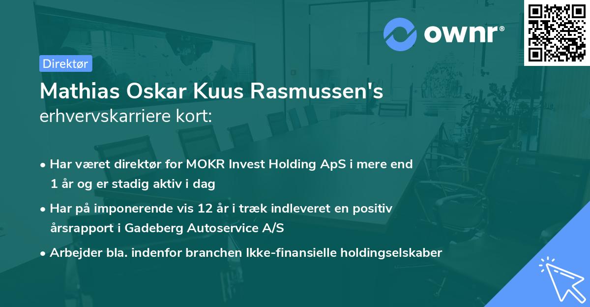 Mathias Oskar Kuus Rasmussen's erhvervskarriere kort