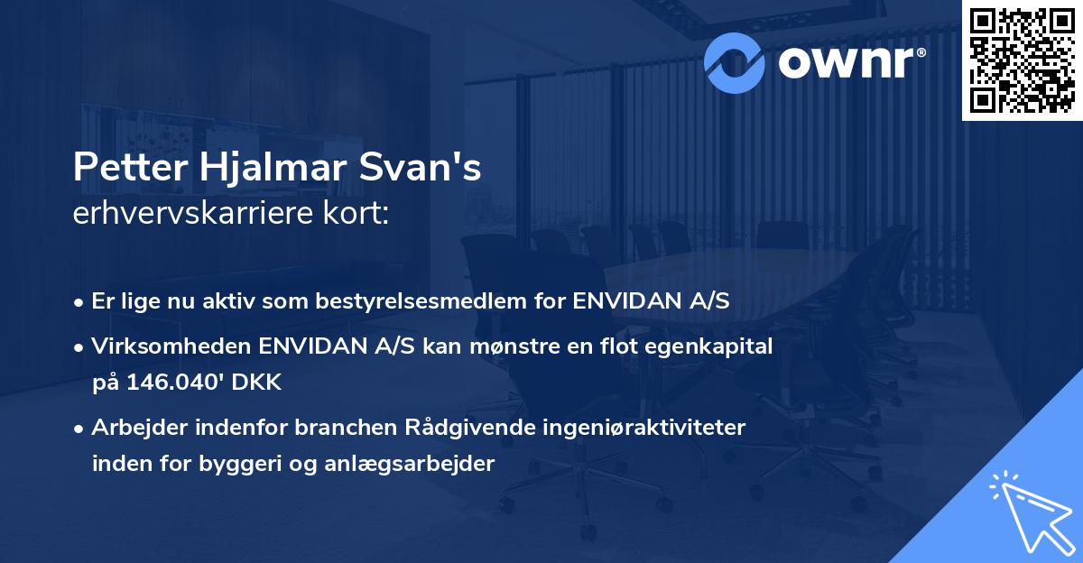 Petter Hjalmar Svan's erhvervskarriere kort