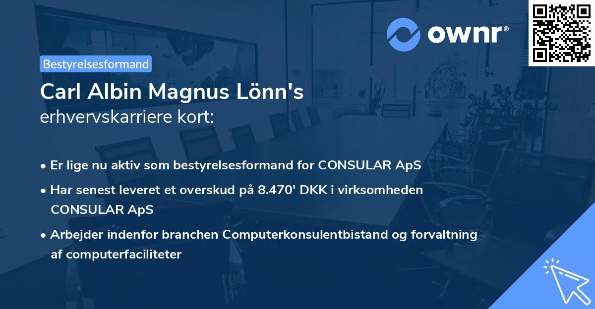 Carl Albin Magnus Lönn's erhvervskarriere kort