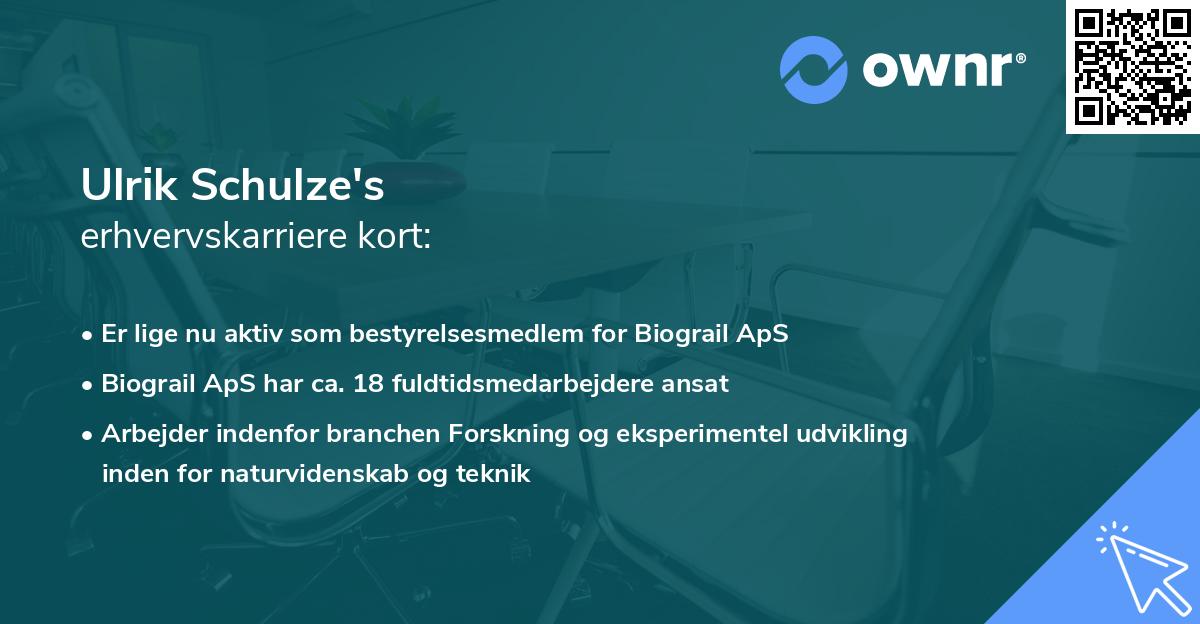 Ulrik Schulze's erhvervskarriere kort