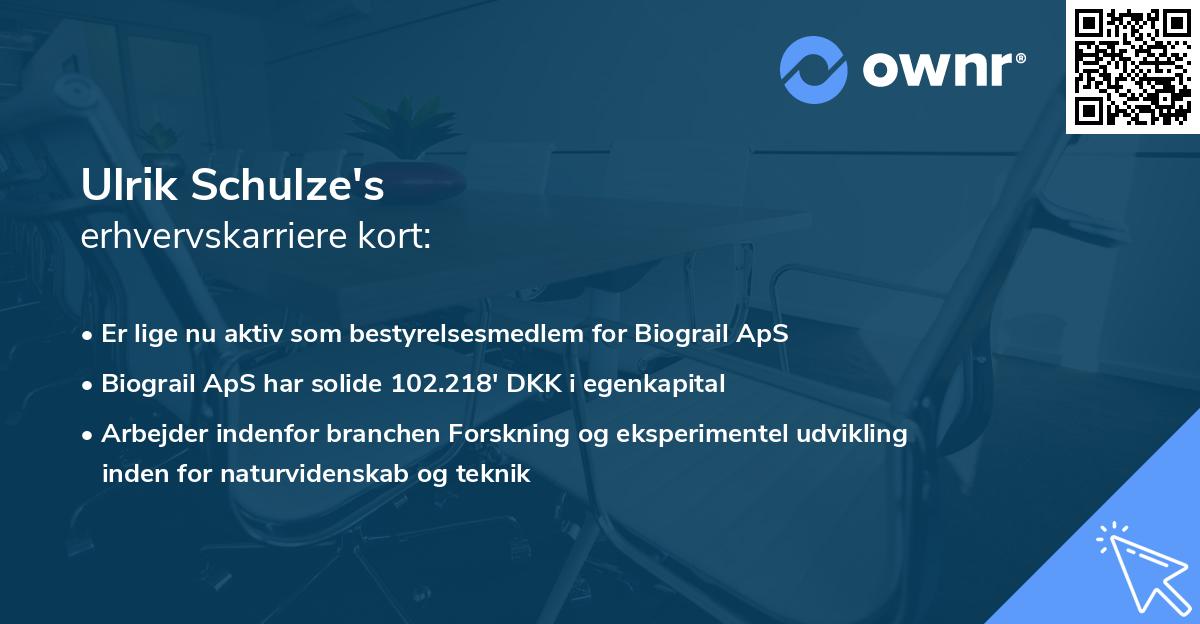 Ulrik Schulze's erhvervskarriere kort