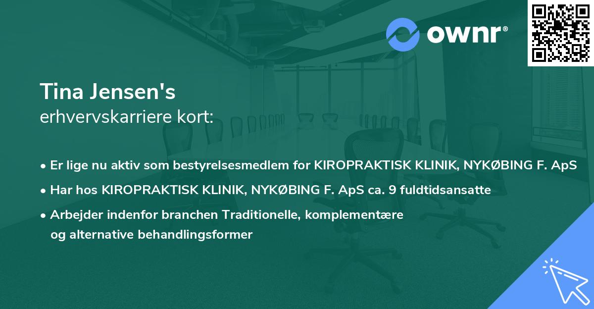 Tina Jensen's erhvervskarriere kort