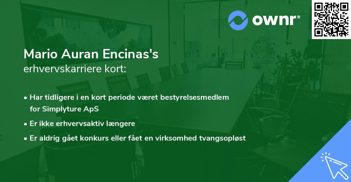 Mario Auran Encinas's erhvervskarriere kort