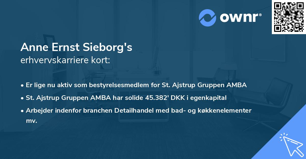 Anne Ernst Sieborg's erhvervskarriere kort