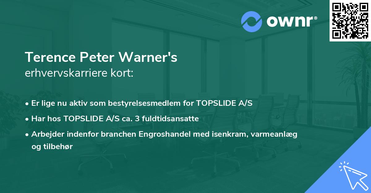 Terence Peter Warner's erhvervskarriere kort