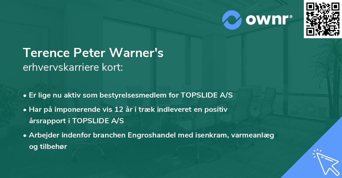 Terence Peter Warner's erhvervskarriere kort