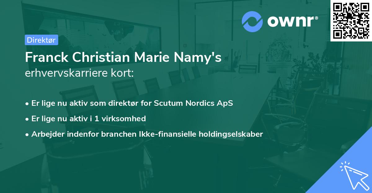 Franck Christian Marie Namy's erhvervskarriere kort