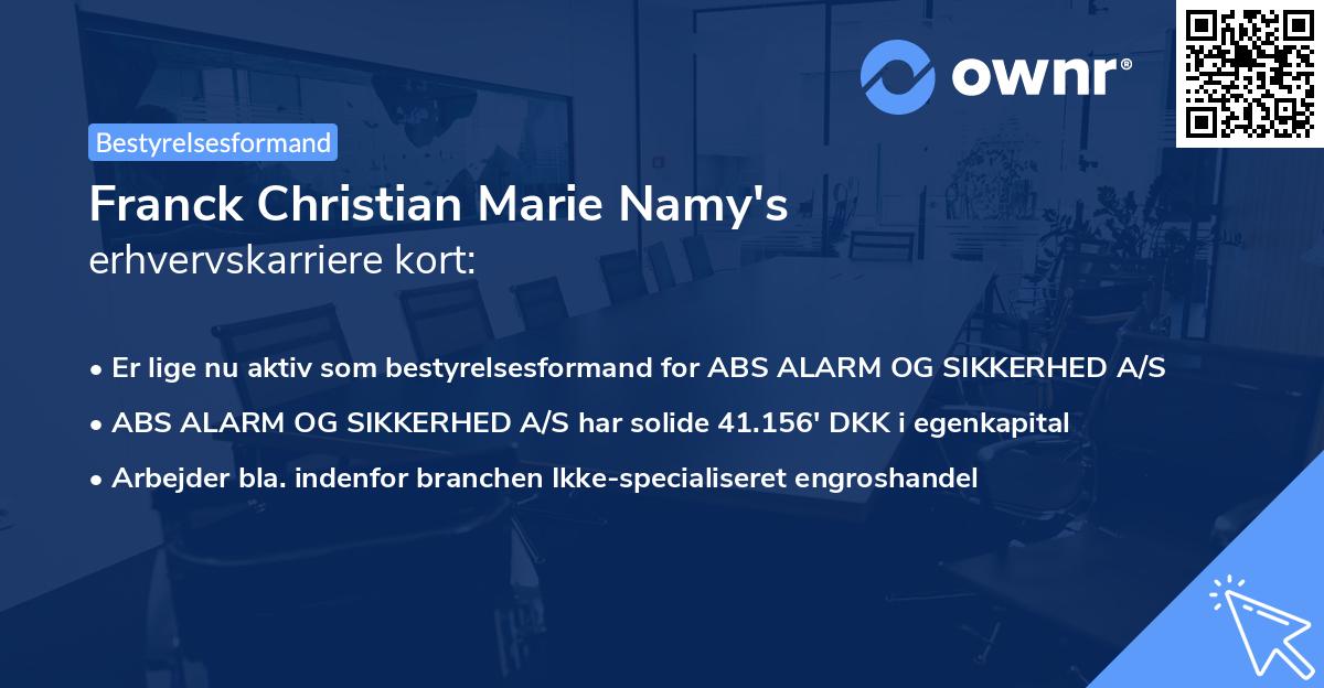 Franck Christian Marie Namy's erhvervskarriere kort