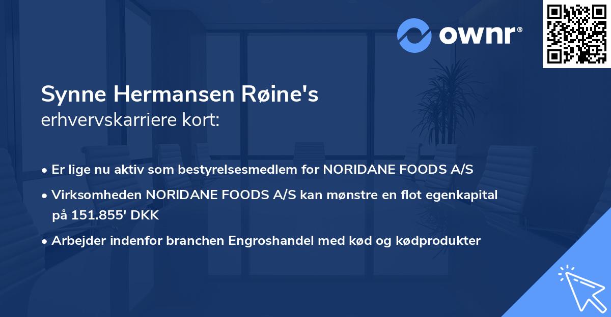 Synne Hermansen Røine's erhvervskarriere kort