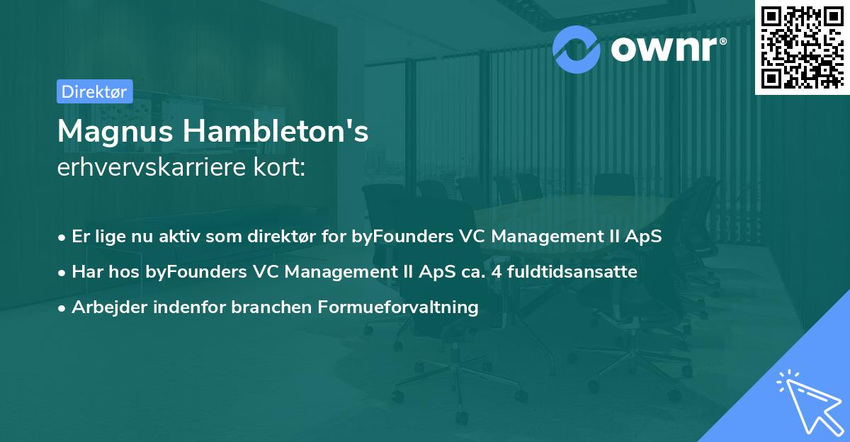 Magnus Hambleton's erhvervskarriere kort